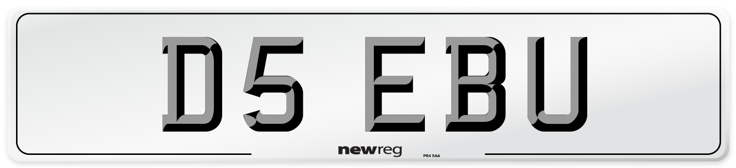 D5 EBU Number Plate from New Reg
